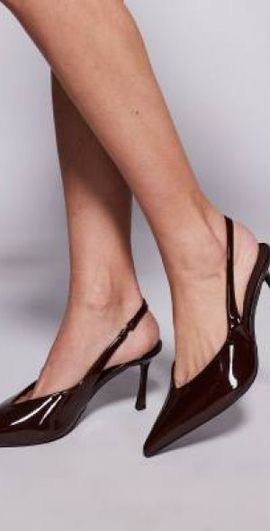 SIMMI Shoes Simmi London Layana sling back pumps in patent brown