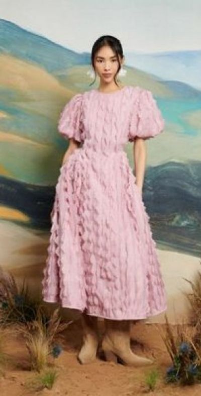 sister jane dress pink A dress made for movement, light, and laughter  The Ray Ripples Midi Dress  is perfect for days that stretch into golden dreams   @hannahgtown  # SisterJane #Secretsthewaterkeeps