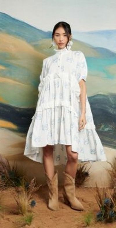 sister jane - Dream Sister Jane bow embroidered mini dress in ivory-White