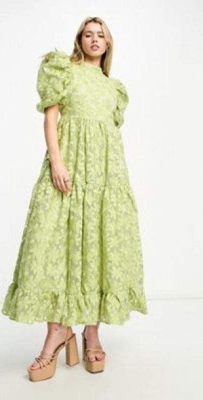 sachin and babi light blue dress Asos Design Embroidered Satin Long Sleeve Maxi Dress in Berry Red main image 0