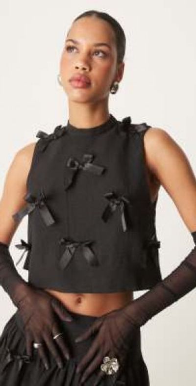 sister jane Sister Jane bow top in black - part of a set