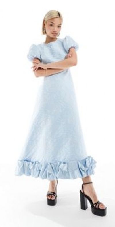 sister jane Sister Jane puff sleeve ruffle hem midaxi dress in