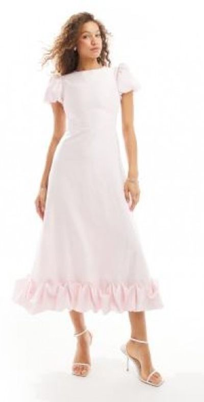 knee length dresses for ladies Dream Cabaret Floral Midi Dress Carmin Red / M+