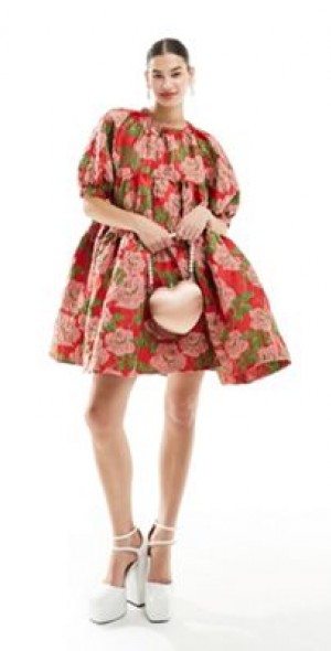 sister jane - Sister Jane Showcase jacquard mini dress in red