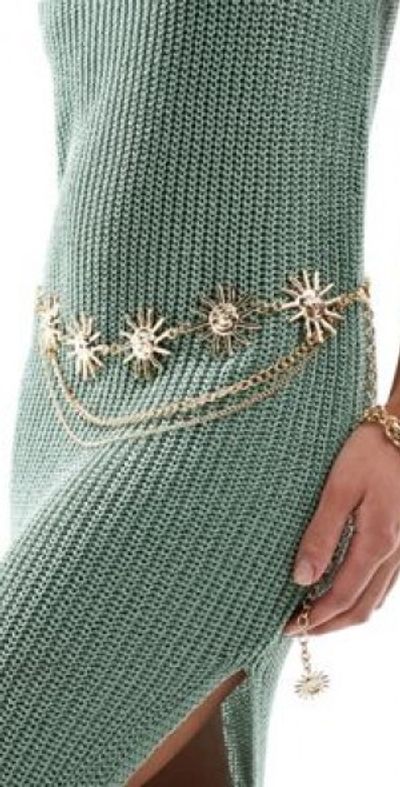 South Beach South Beach celestial multi layer metal belt in gold