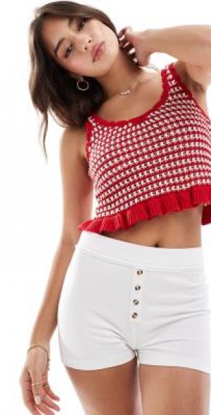 stradivarius crochet top