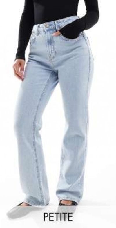 Stradivarius D98 Petite straight leg jeans in light blue