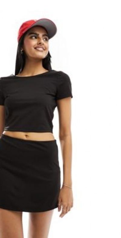 Stradivarius Stradivarius sport baby tee in black - part of a set