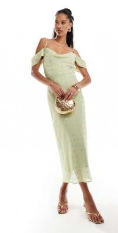 green emerald velvet dress Sexy Halter Sage Green Sequined Evening Dress with Slit – FancyVestido main image 1