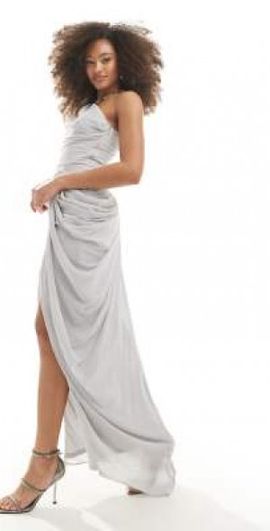 TFNC - one shoulder midi dress in mink-Pink