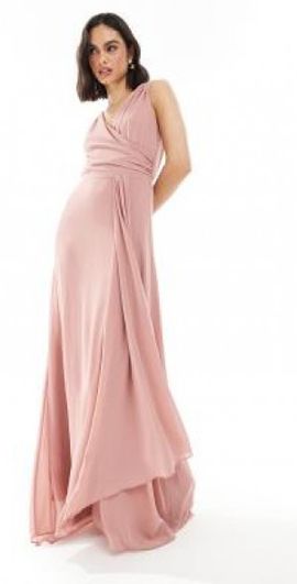 tfnc wrap front maxi bridesmaid dress with embellishment TFNC Bridesmaid wrap front maxi dress in dusky green