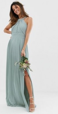 tfnc sleeveless maxi bridesmaid dress with pleated skirt