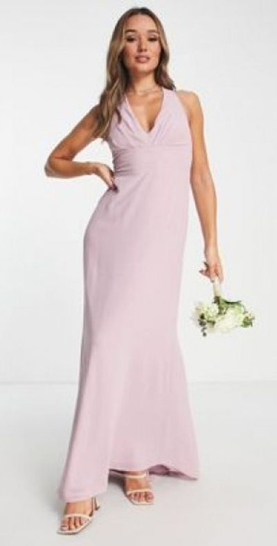 TFNC TFNC Bridesmaid halter maxi dress in pink