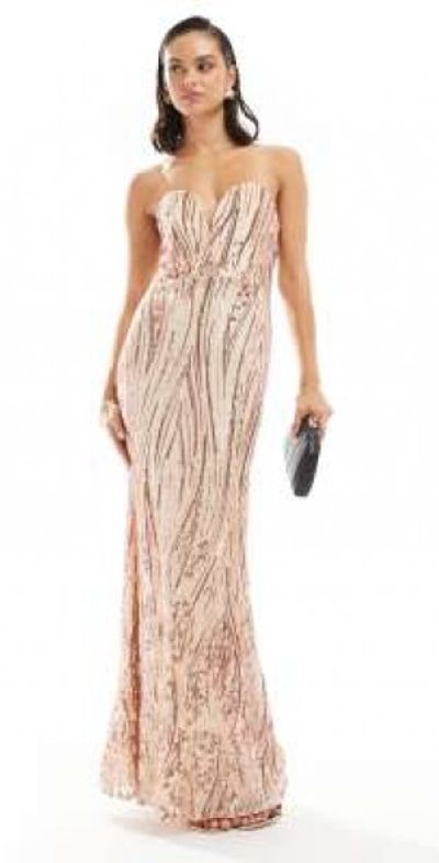 TFNC TFNC sequin strapless maxi dress in gold