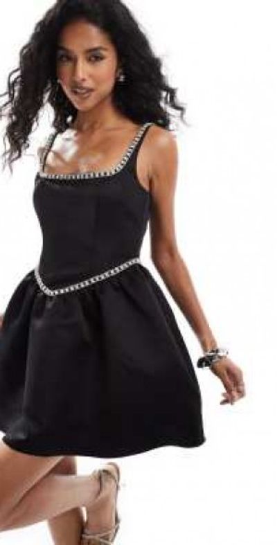 knee length dresses for ladies Evelyn Square Neck Corset Detail Mini Dress – Gusset America main image 1