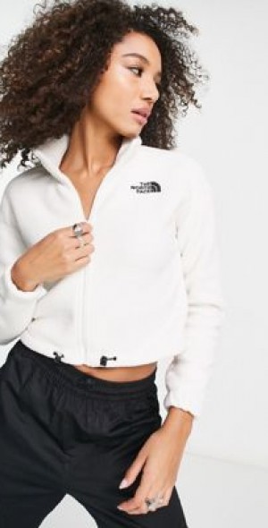 The North Face Shispare cropped zip up high pile fleece in cream