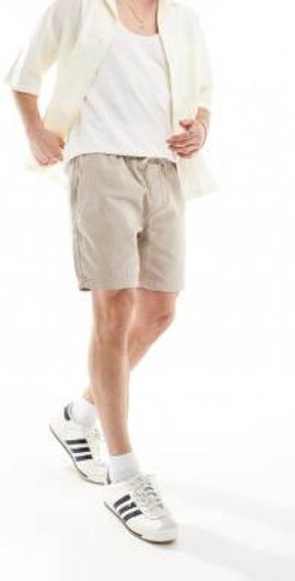 Threadbare Threadbare elastic waist chino shorts in dark stone-Neutral