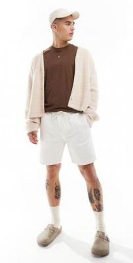 Threadbare Threadbare elasticized waist chino shorts in off-white