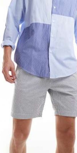 Threadbare Threadbare seersucker striped shorts in white & blue
