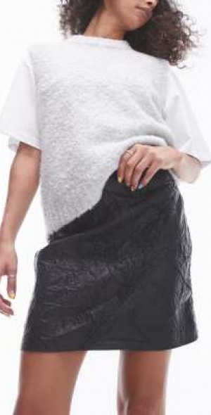 Topshop Faux Leather Skirt-Waist 26