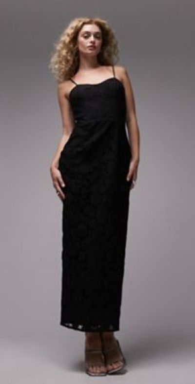Topshop - lace corset midi dress in black