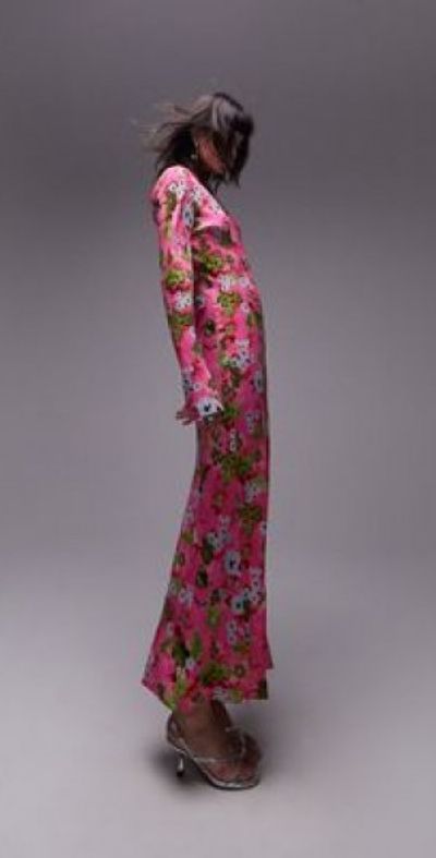 strapless open back dress Topshop Puff Sleeve Floral Dress