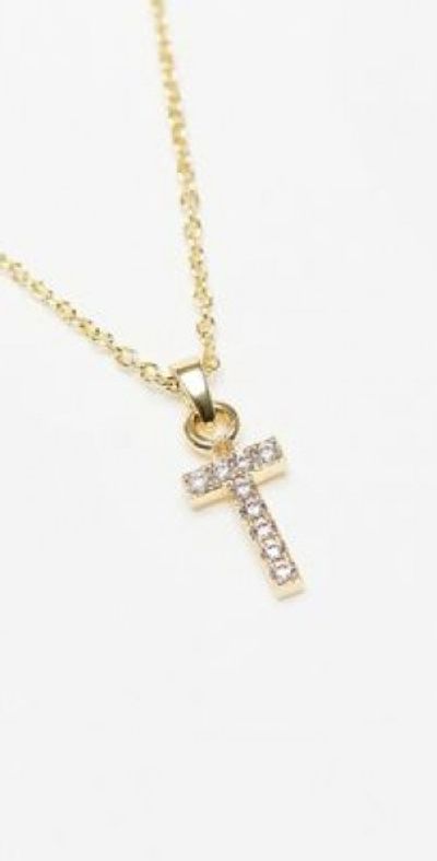 Topshop Topshop premium neck chain and diamante T initial charm-Gold