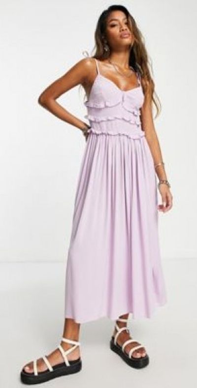 topshop ruffle midi dress Topshop ruffle midi slip dress in pink abstract floral