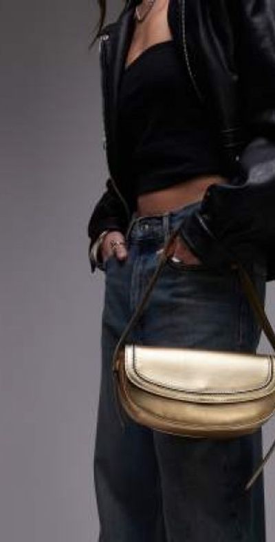 Topshop Stefan half moon shoulder bag in gold