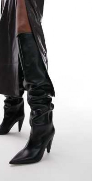 Asos Cone Heel Bootie Topshop Tabitha Premium Leather Cone Heel