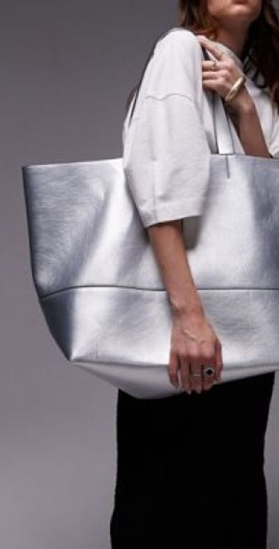 Topshop Tink tote bag in silver