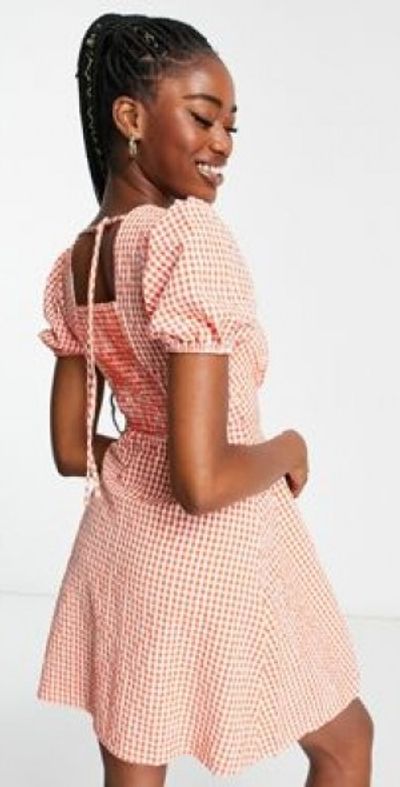 knee length dresses for ladies Gingham Summer Woven Midi Dress L Flying Tomato Ivory Red / M main image 1