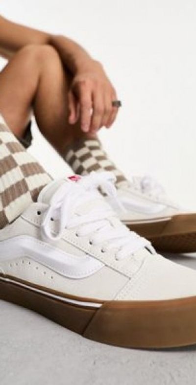 Vans Knu Skool chunky sneakers with gum sole in white