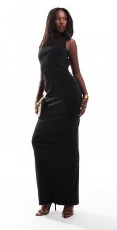 Vesper - sleeveless high neck low back column maxi dress in black Vesper - sleeveless high neck low back column maxi dress in black