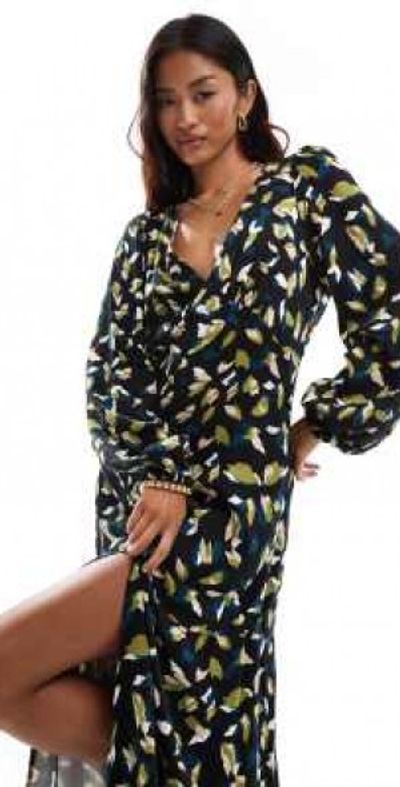 slim fit dress slacks Baltic Born Womens Latonya Faux Wrap Dress | Green Multi main image 0