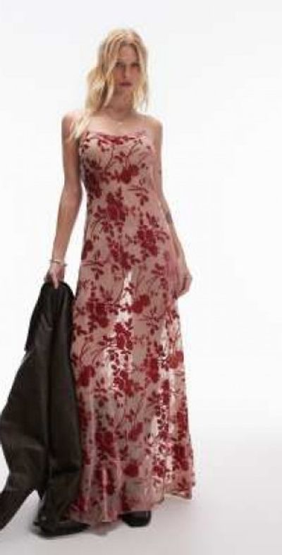 Vrg Grl - VRG GRL Iris bias cut maxi dress in rose-Orange