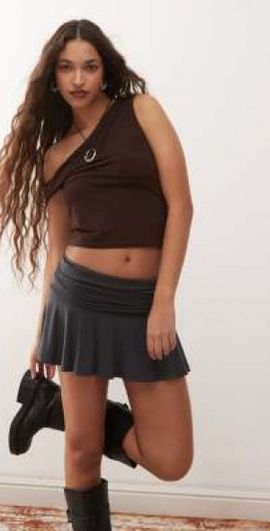 Weekday Weekday mini flippy skirt in black