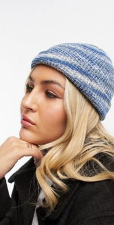 Weekday Weekday Stan fisherman beanie in blue space dye knit
