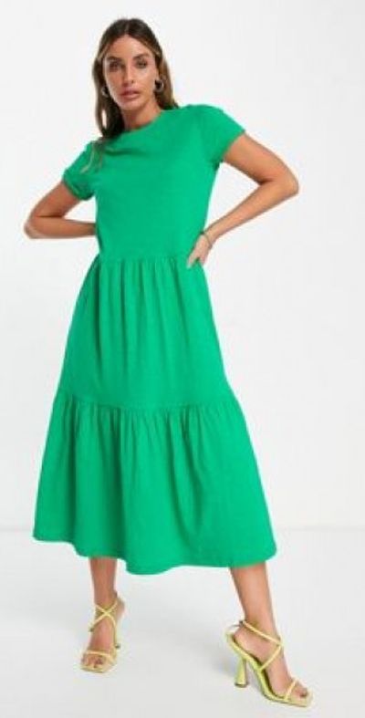 Whistles - short sleeve tiered midi T-shirt dress in green Whistles - short sleeve tiered midi T-shirt dress in green