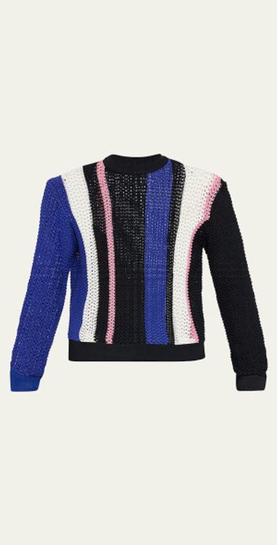 3.1 Phillip Lim Men's Block Stripe Pointelle Sweater
