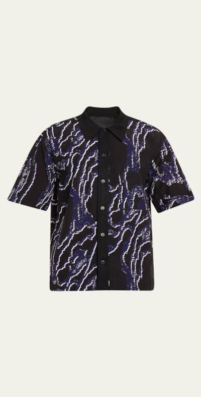 3.1 Phillip Lim Men's Wood Grain-Print Sport Shirt