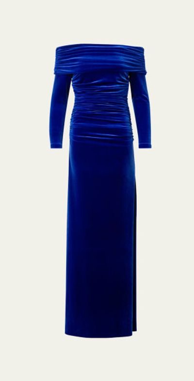 Akris Velvet Off-the-Shoulder Draped Gown