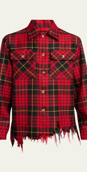 Alexander McQueen - Men's Tartan Destroyed-Hem Overshirt