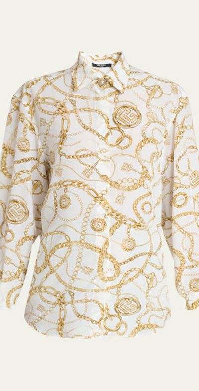Balmain Chain Print Silk Blouse