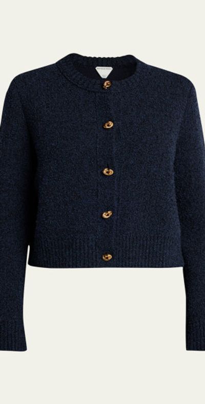Bottega Veneta Knot-Button Boucle Knit Cardigan