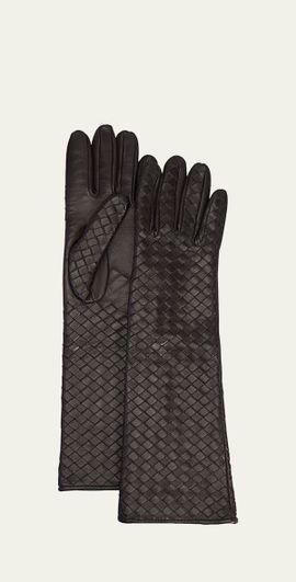 Bottega Veneta Woven Leather & Silk Gloves
