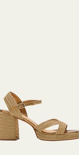 Castaner Valle Metallic Raffia Platform Sandals