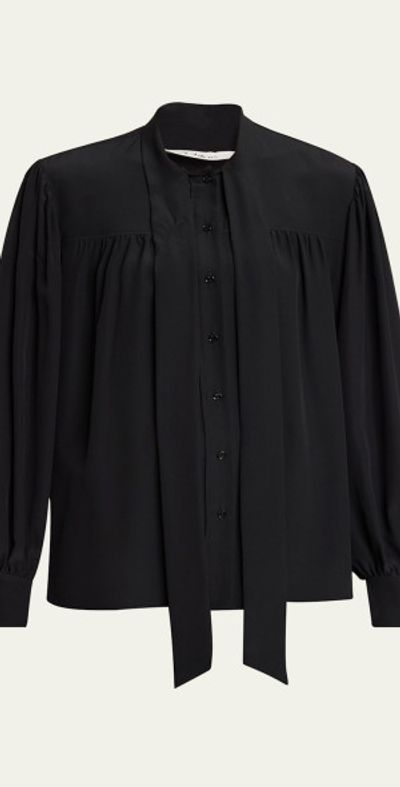 Chloe Organic Silk Crepe De Chine Neck-Scarf Blouse