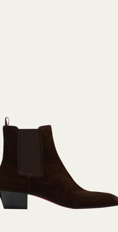 Christian Louboutin Men’s Brown Suede Ankle Boots with Red Sole Christian Louboutin | Shoes | Christian Louboutin Mens Suede  main image 3