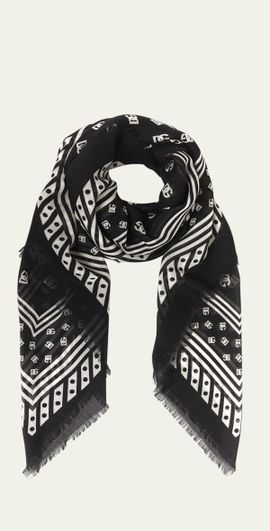 Dolce & Gabbana All-Over DG Print Silk & Cashmere Shawl
